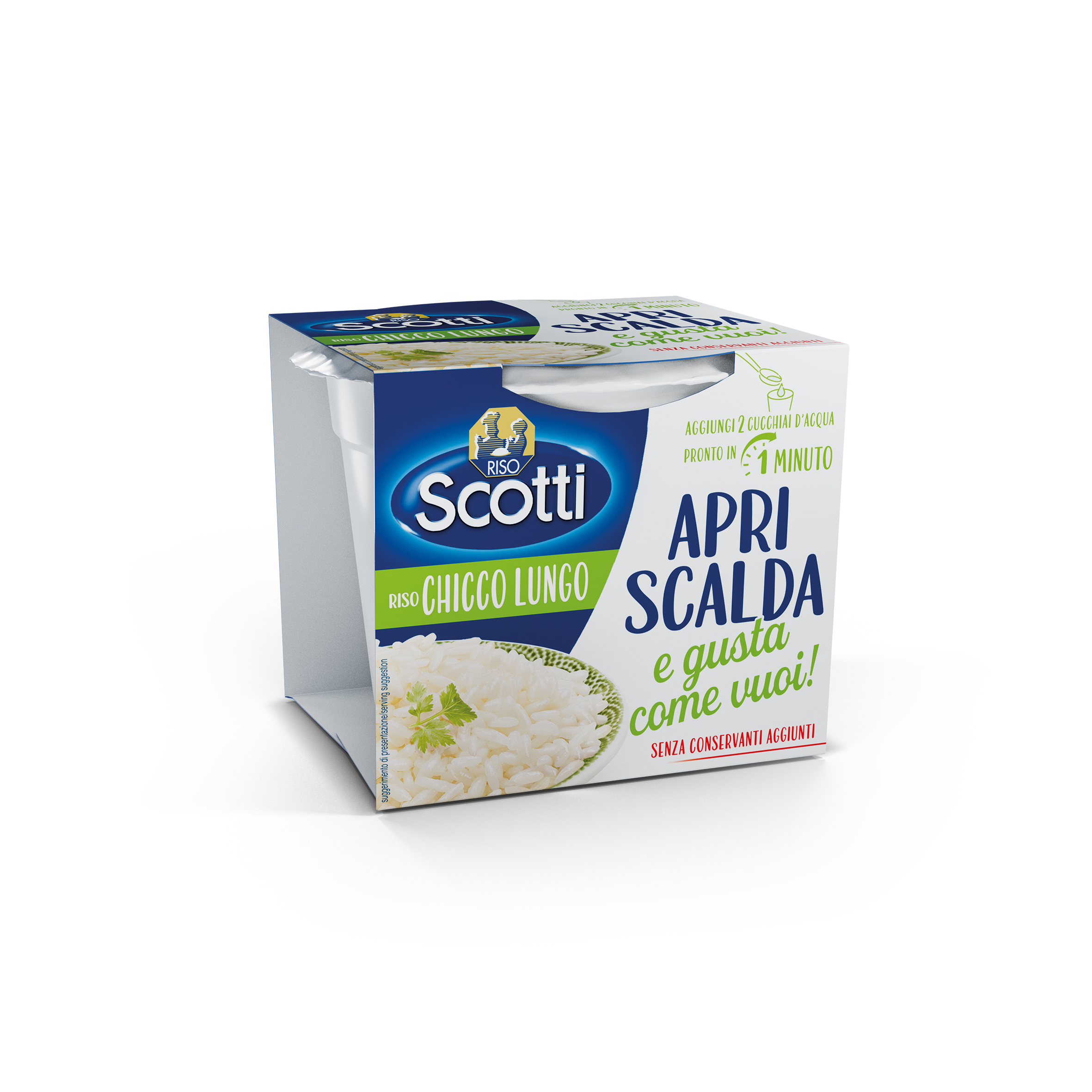 Riso Chicco Lungo. Apri, scalda e gusta.